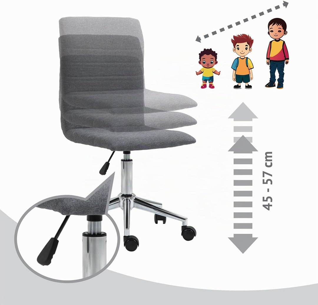 SVITA Linus Schreibtischstuhl Kinder Drehstuhl Stoffbezug Grau Grau Polyester, Grau Polyester