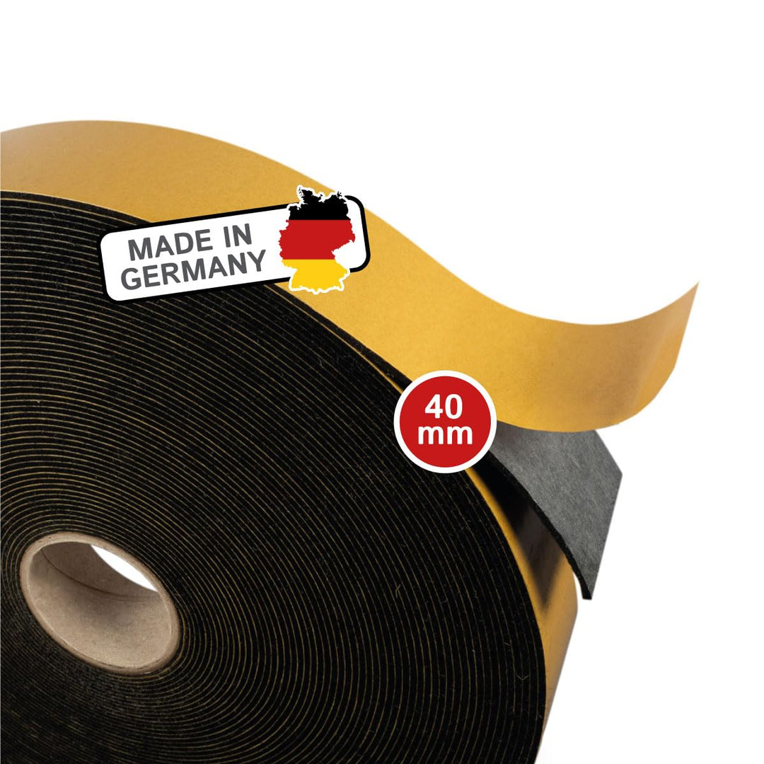 The Felt Store Filzband selbstklebend 40 mm breit, 1,5 mm dick, 20m lang, schwarz - vielseitiger Fil