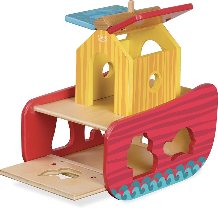 Vilac Holztiere Arche Formsortierer, pädagogischer Tier-Themen-Formsortierer für Kinder, 21 x 21 x 1