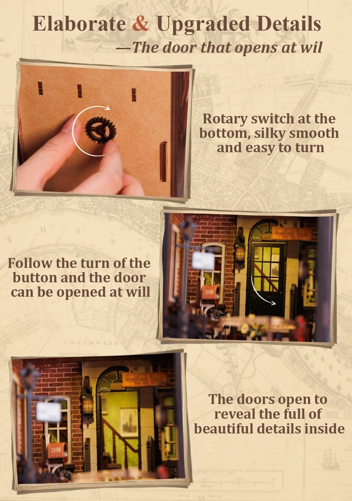CUTEBEE Book Nook Kit mit Staubschutzhülle–DIY Puppenhäuser Miniatur Haus Kit mit LED-Licht,Booknook