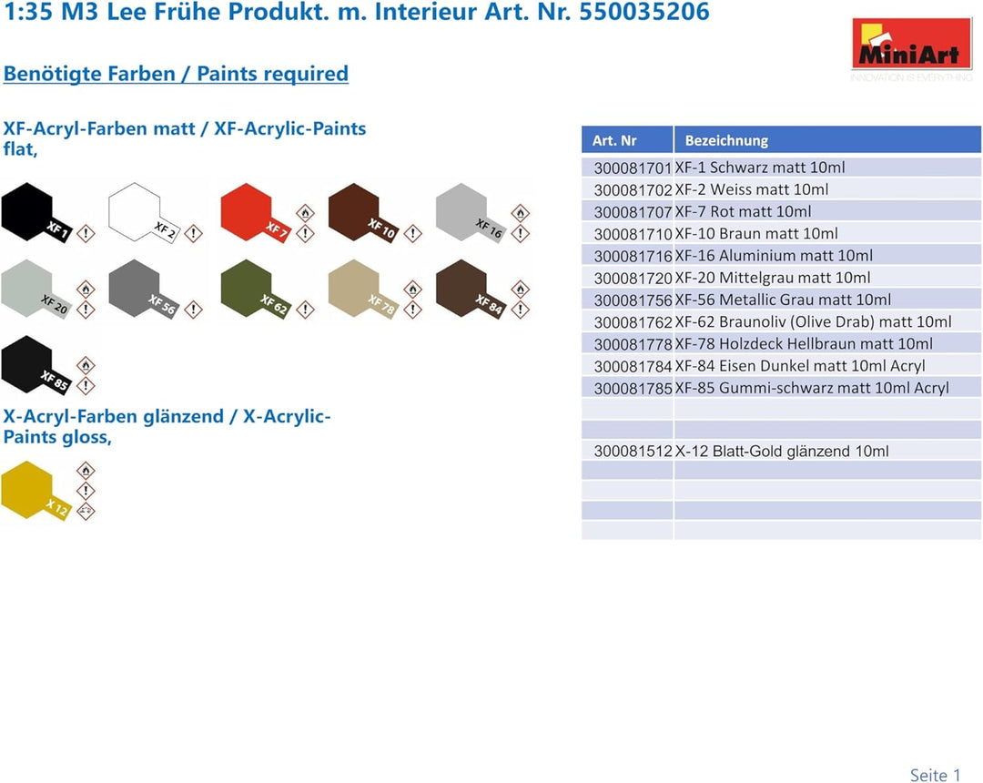 Mini Art 35206 1:35 M3 Lee Frühe Produkt. m. Interieur-originalgetreue Nachbildung, Modellbau, Plast
