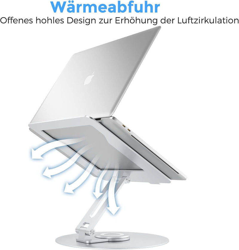 Epherie Laptop Ständer mit 360° drehbarem rundem Basis, Höhenverstellbarer ergonomischer Laptopständ