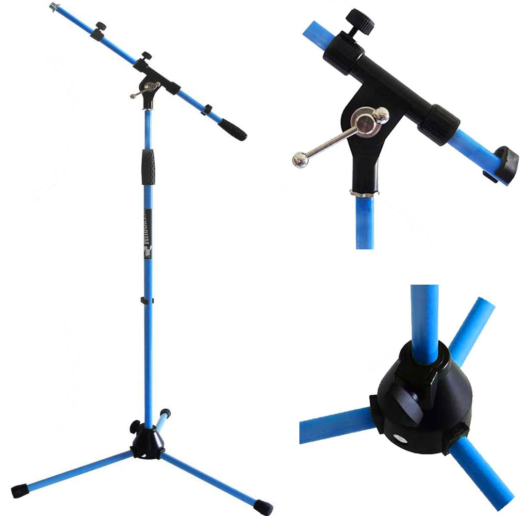 keepdrum MS106 BL Mikrofonständer Blau Mikrofonstativ mit Galgen u. Metall-Sockel, Blau