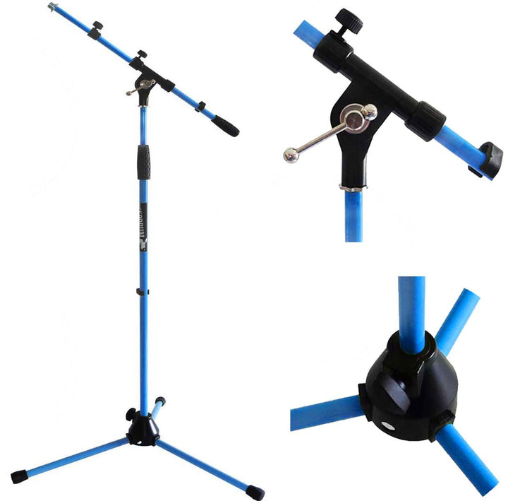 keepdrum MS106 BL Mikrofonständer Blau Mikrofonstativ mit Galgen u. Metall-Sockel, Blau