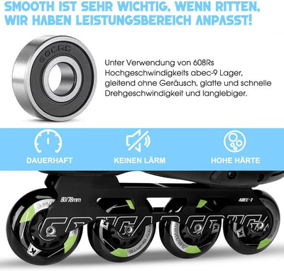 Inline Skate Rollen 80mm 76mm 72mm - 8 Stück Inline Skate Räder 85a inliner rollen mit kugellager AB