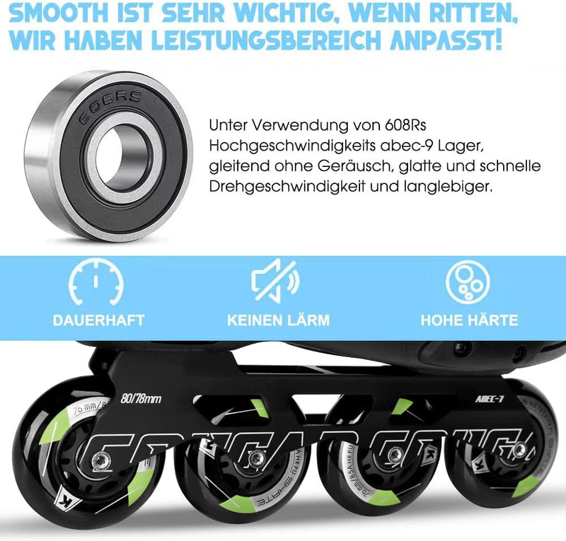 Inline Skate Rollen 80mm 76mm 72mm - 8 Stück Inline Skate Räder 85a inliner rollen mit kugellager AB