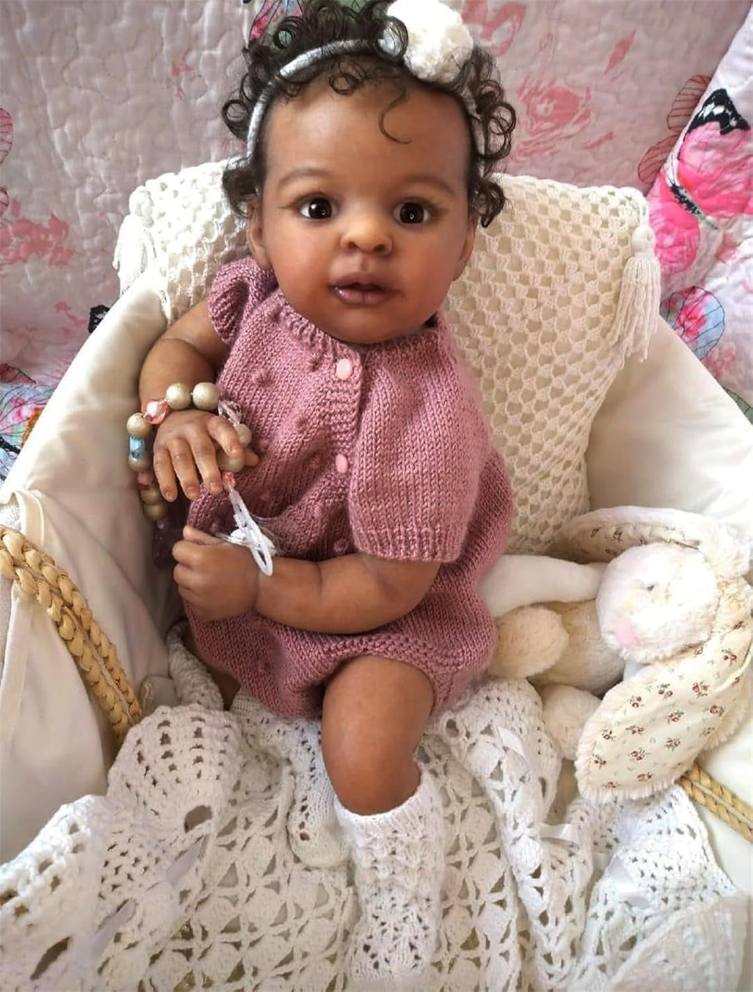 Zero pam Reborn Baby Mädchen, 48cm Reborn Baby Vollsilikon Lebensecht Puppe Mit Haaren, Realistisch