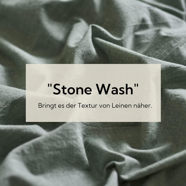 MILDLY Bettwäsche 220x240 Baumwolle Salbeigrün, Bettwäsche-Sets 100% Gewaschene Baumwolle mit Leinen