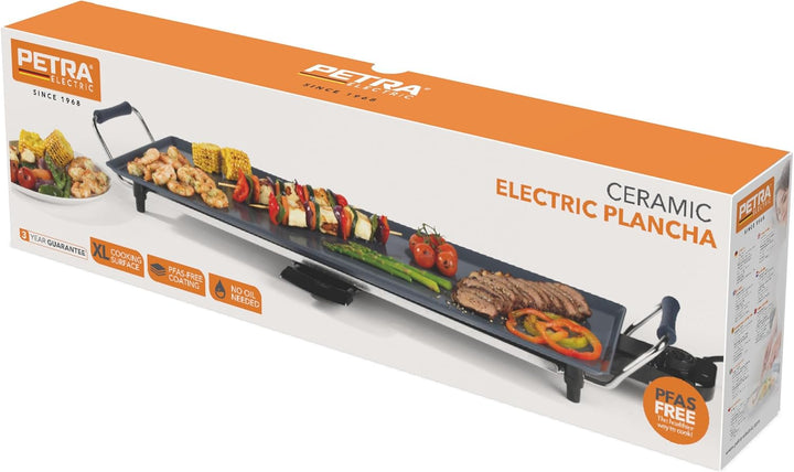 Petra Teppanyaki-Grill – Elektrische Plancha aus Keramik, 70 cm Antihaft-Grillplatte, PFAS-freie Ker