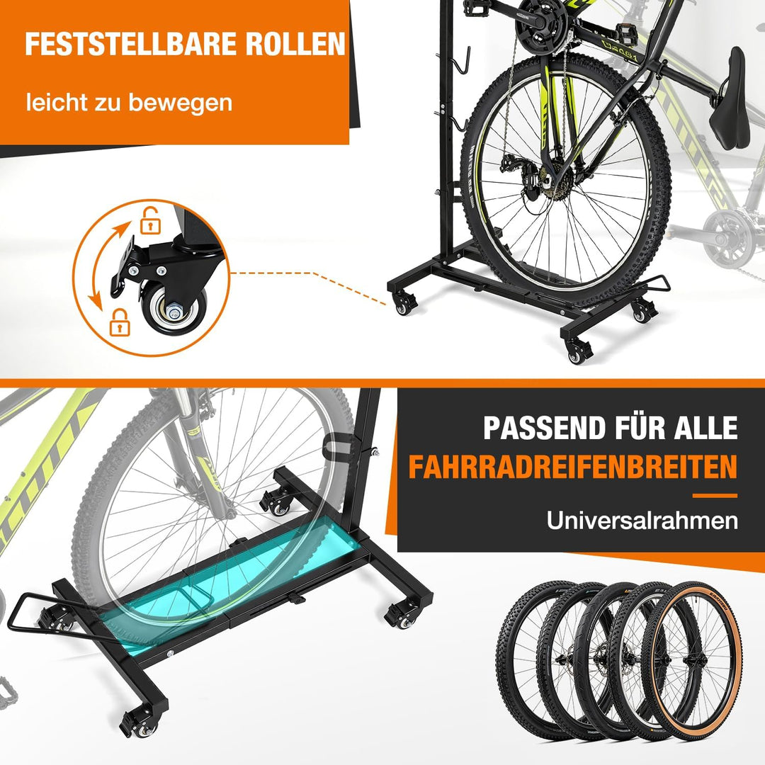 Fahrradständer Vertikal mit Feststellrollen, ohne Bohren 1 Stück, 1 Stück