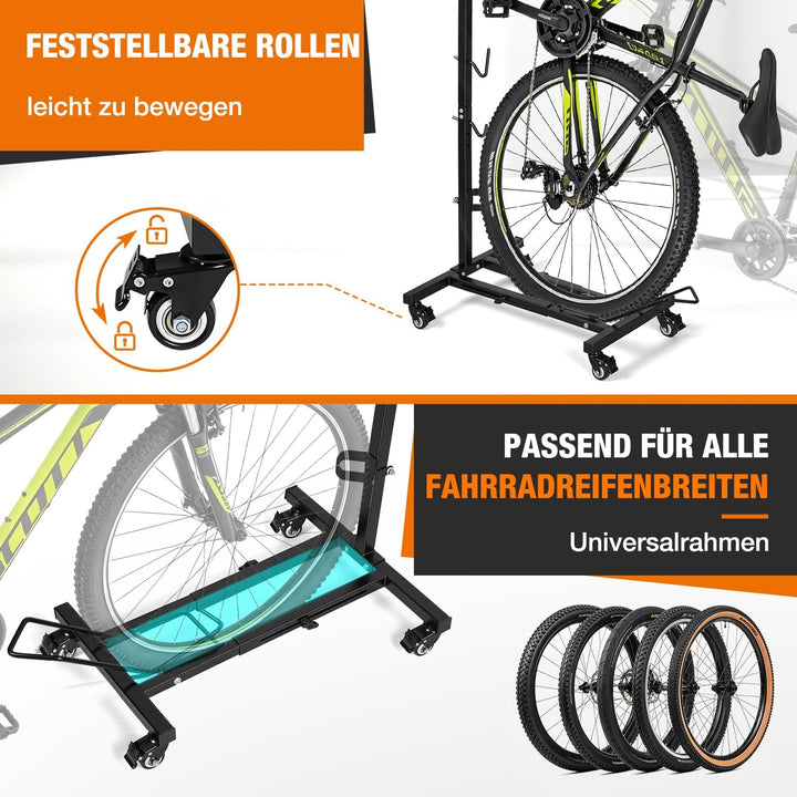Fahrradständer Vertikal mit Feststellrollen, ohne Bohren 1 Stück, 1 Stück