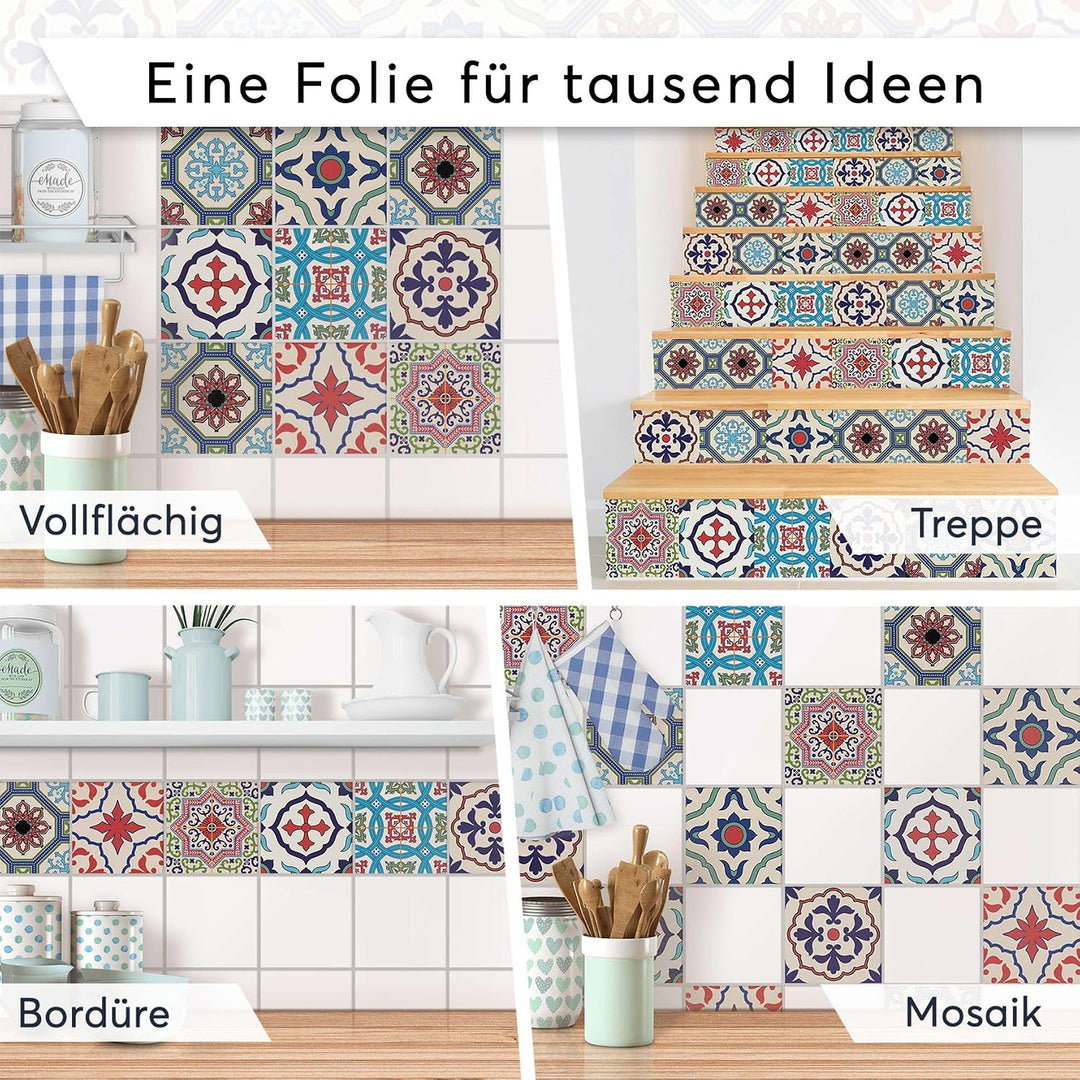 20 Stück Fliesenfolie für Bad und Küche 20x20 cm - Klebefliesen, Mosaikfliesen - Sticker Fliesen sel