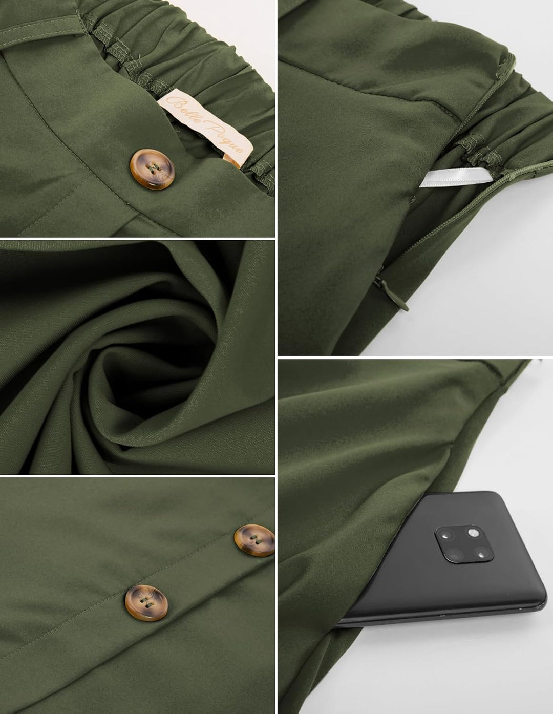 Belle Poque Damen Rock Armeegrün S, Armeegrün S
