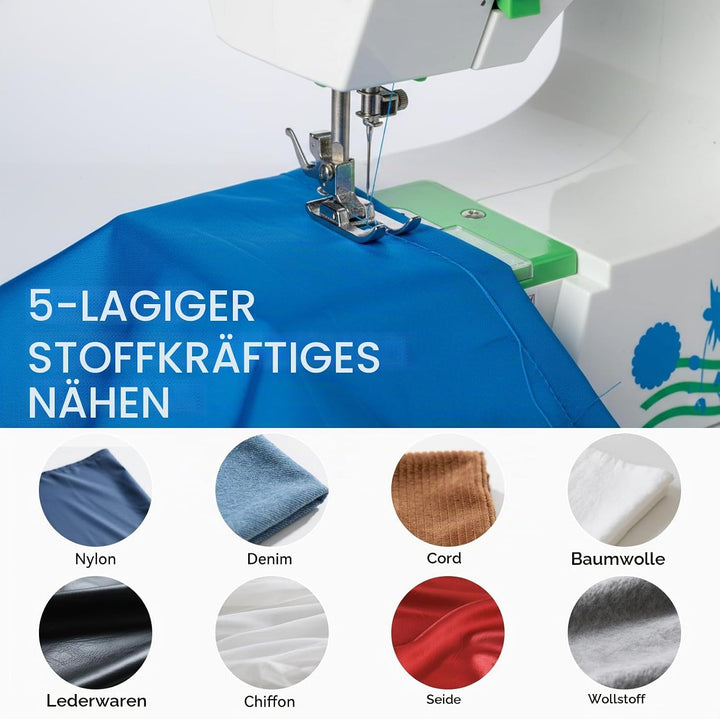Nähmaschine für Anfänger und Kinder, 12 Stichmuster Overlock Nähmaschine, Portable Mini Sewing Machi