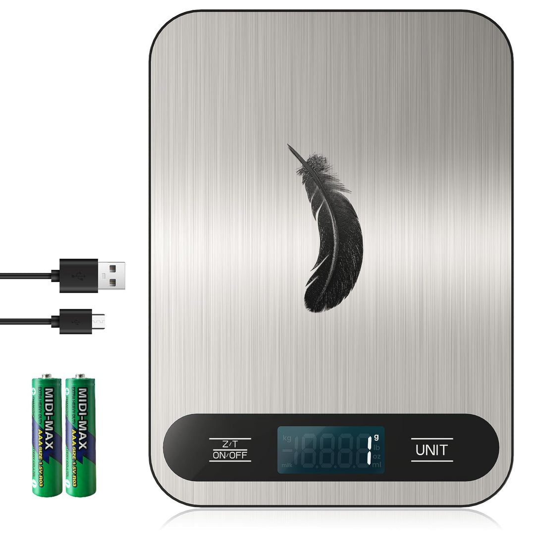Digitale Küchenwaage, USB C Elektronik Küchenwaage, 15 kg Hochpräzise 1g/0.1oz Lebensmittelwaage, Pr