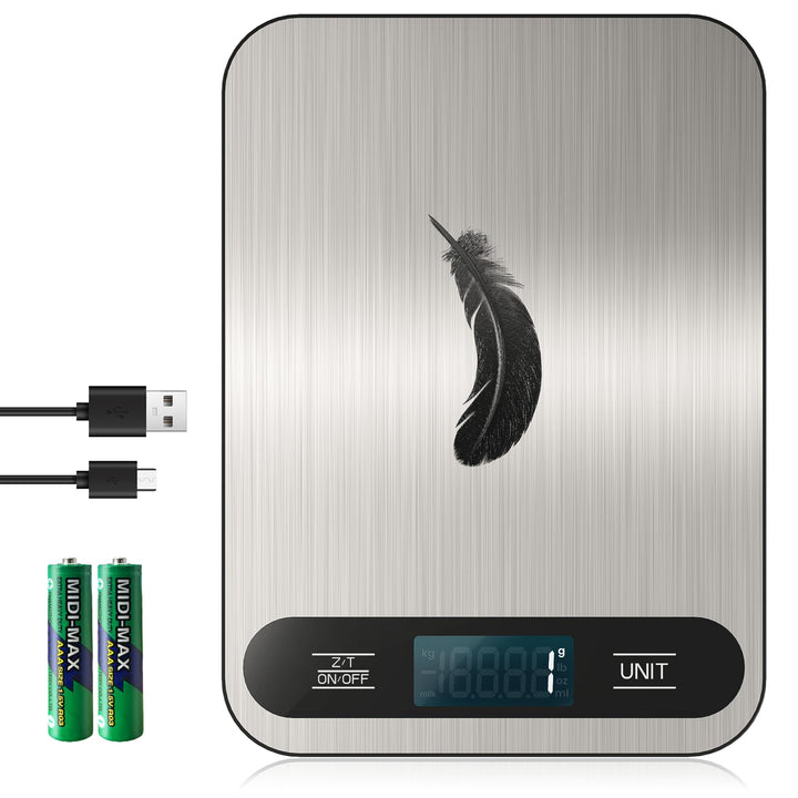 Digitale Küchenwaage, USB C Elektronik Küchenwaage, 15 kg Hochpräzise 1g/0.1oz Lebensmittelwaage, Pr