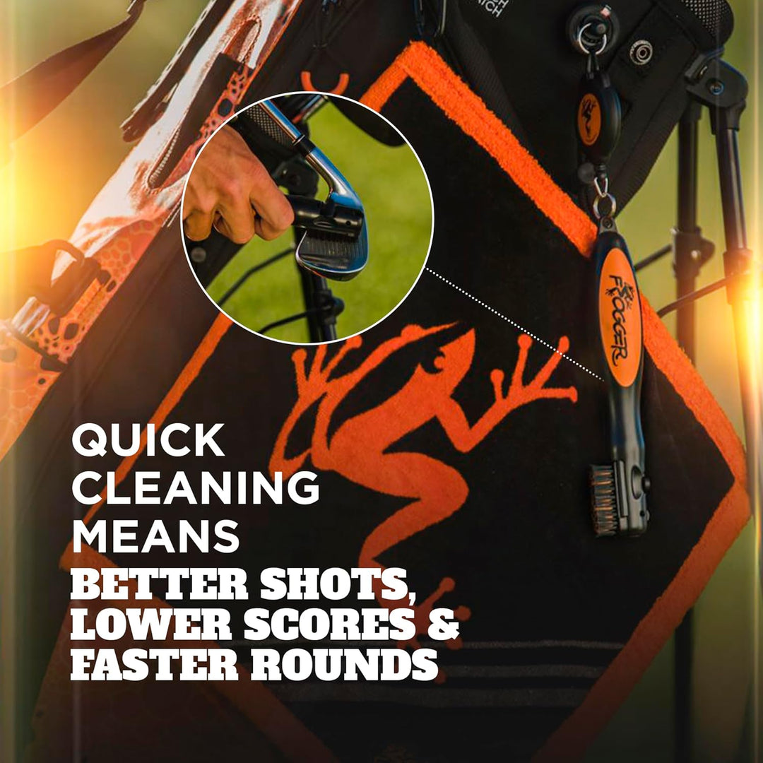 Frogger Golf BrushPro Einziehbare Doppel-Bristle Schlägerbürste/Rillenreiniger Grün, Grün