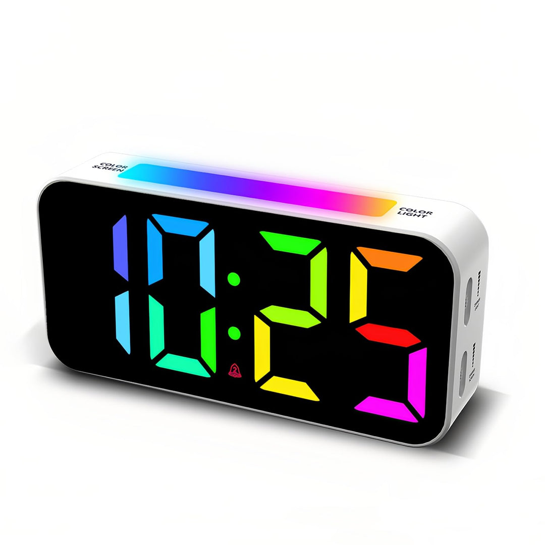 Lancoon Digitaler Schlafzimmer Wecker 12 24h Format einfarbiges Design RGB Grossdisplay 8 Farboption