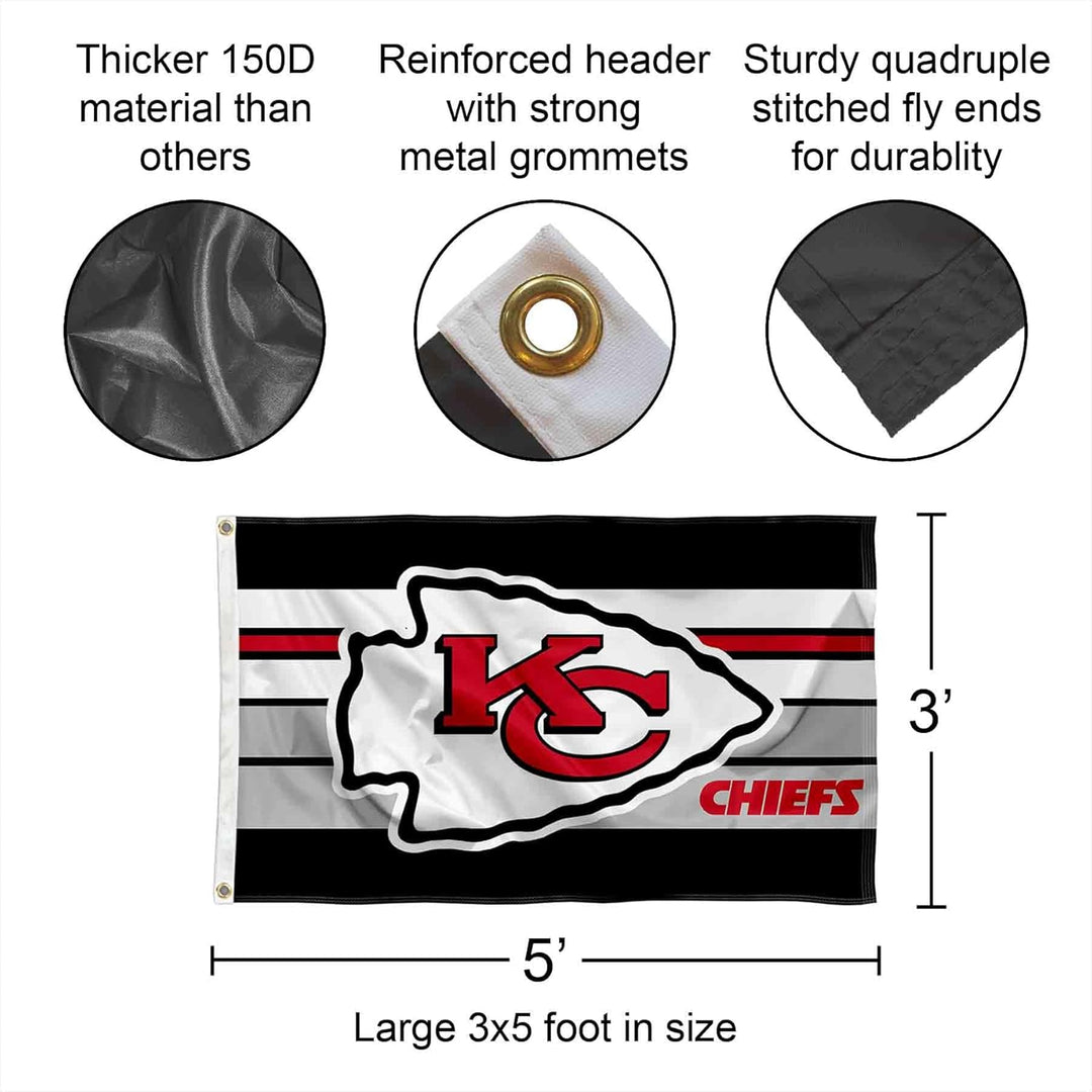Kansas City Chiefs Retro Stripes Grosse Flagge 7,6 x 12,7 cm