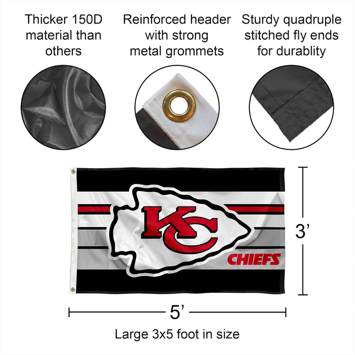 Kansas City Chiefs Retro Stripes Grosse Flagge 7,6 x 12,7 cm