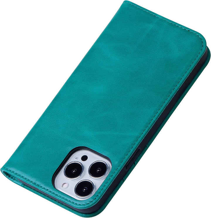 VISOUL Hülle für iPhone 13 Pro Max Handyhülle Schutzhülle TPU [Echtleder] [Kartenfach] [Magnet] [Sta