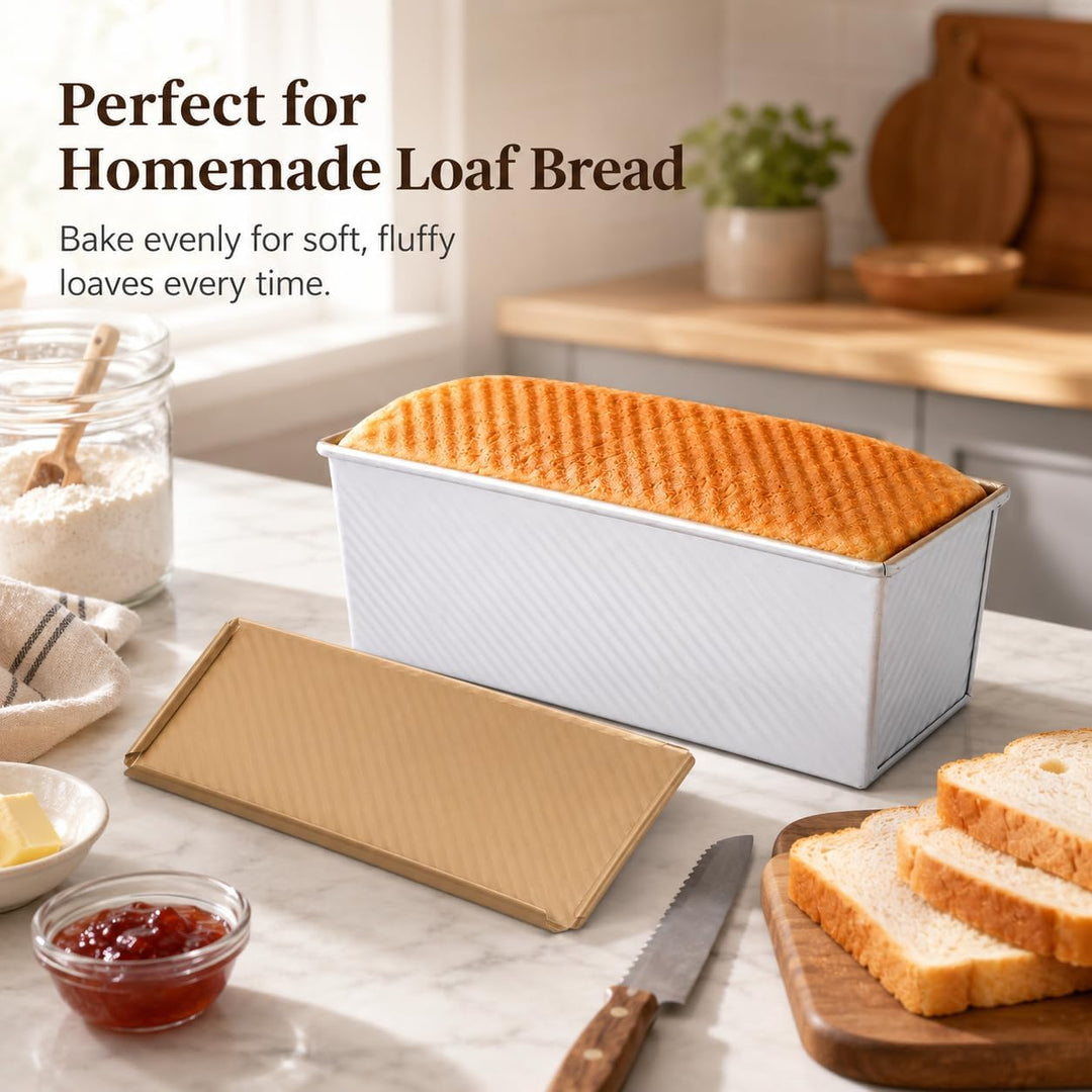MUXHEL 1000g Brotbackformen mit Deckel, Aluminium Toastbrot Backform, Antihaft Brotbackform Kastenfo