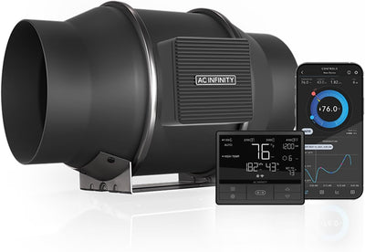 AC Infinity CLOUDLINE T6, Quiet 6” Inline Duct Fan with Temperature Humidity Controller, Bluetooth A