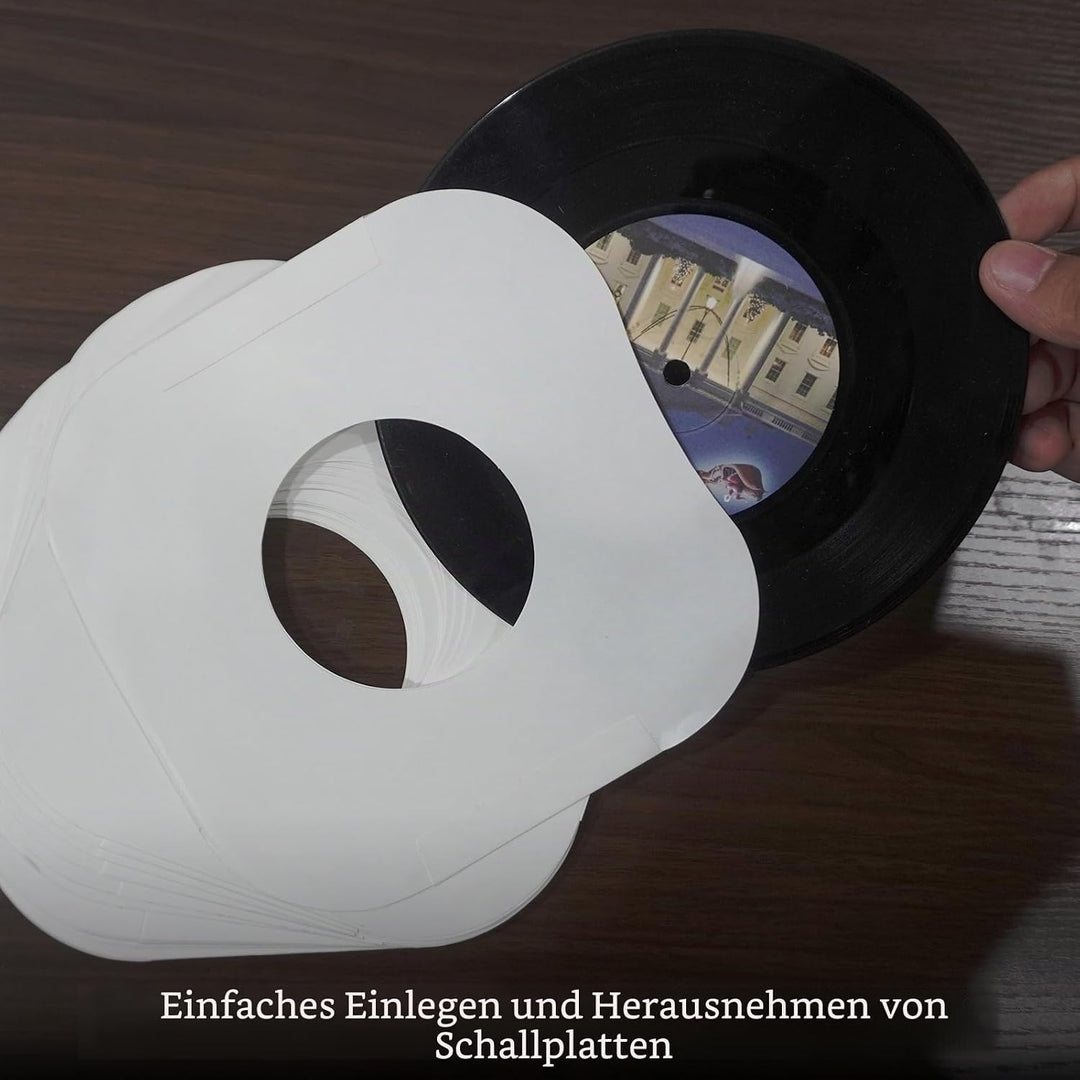 Schallplatten-Innenhüllen, schweres weisses Kraftpapier mit abgerundeten Ecken, Schutzhüllen, antist