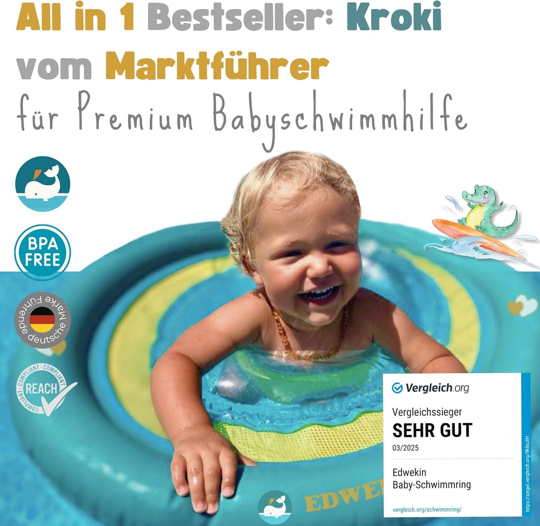EDWEKIN® Baby Schwimmring, Mitwachsende Schwimmhilfe, Schwimmsitz, Kleinkinder ab 6 Monate bis 3 Jah