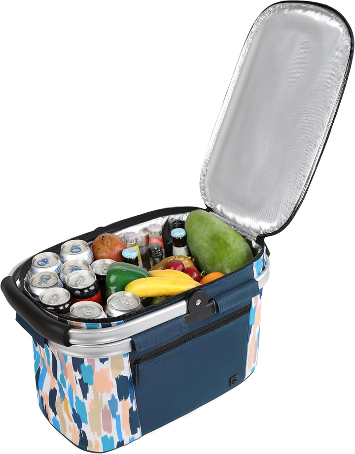 ALLCAMP 22L Einkaufskörbe Gross Isolierkorb Kühlkorb Kühltasche Picknickkorb Thermotasche Kühltasche