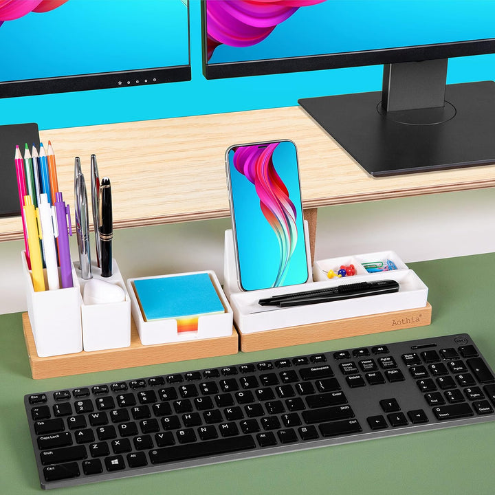 Aothia Verstellbarer Schreibtisch-Organizer, Telefonhalter, Klebezettelablage für Zuhause/Büro (weis