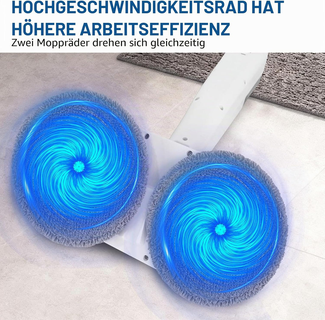 Elektrischer Wischmopp, kabellos, 7,4 V, 2000 mAh, Lithium-Akku, 200 ml Wassertank, 1 Stunde Laufzei