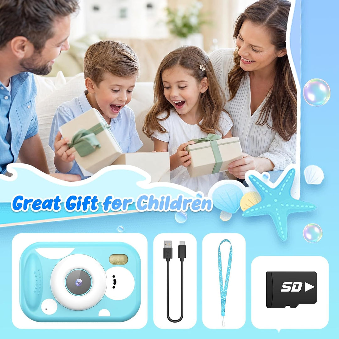 Unterwasser Kinderkamera, 48MP 1080P IP68 wasserdichte Digitalkamera Kamera Kinder mit 2,4 Zoll Bild
