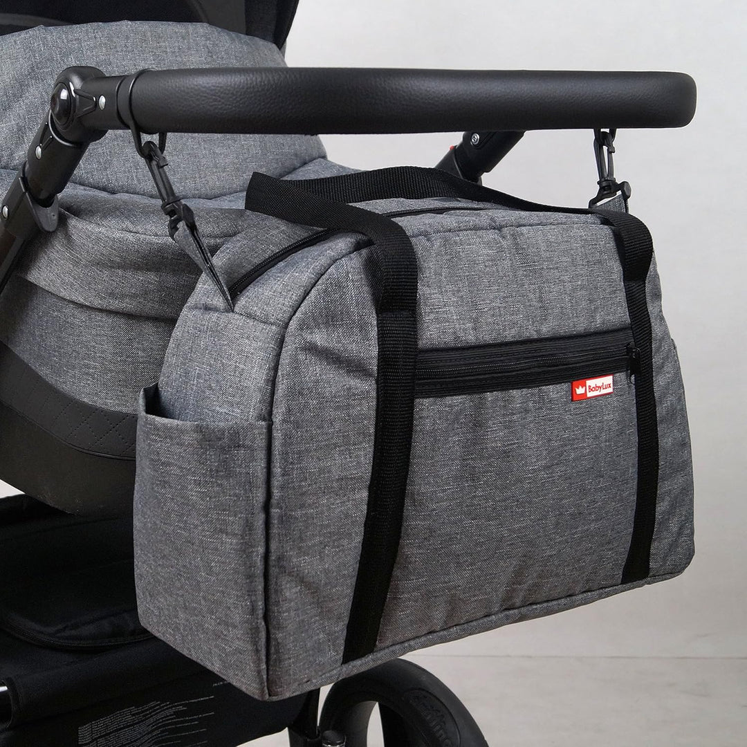 BabyLux Wickeltasche CANDY FLEX Kinderwagentasche Baby Windel Tasche Pflegetasche (CandyFlex Grau),