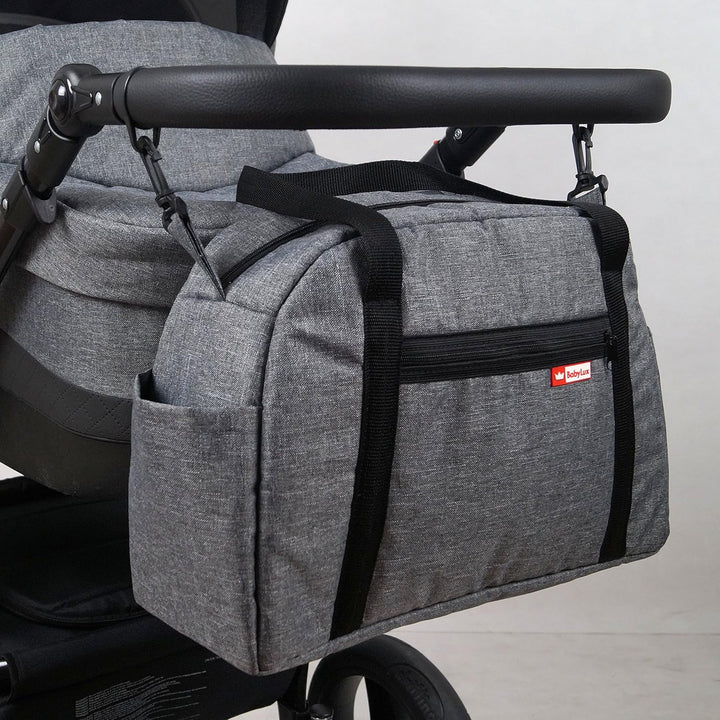 BabyLux Wickeltasche CANDY FLEX Kinderwagentasche Baby Windel Tasche Pflegetasche (CandyFlex Grau),