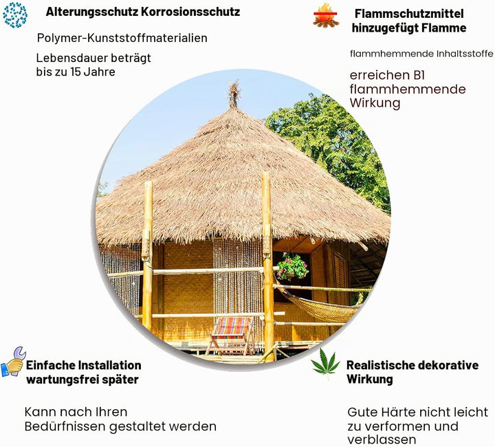 JCPSH 2Generation Künstlicher Palmdach Paneele,PE Keine Fäulnis Und Keine Wartung,for Tiki Bar Garte