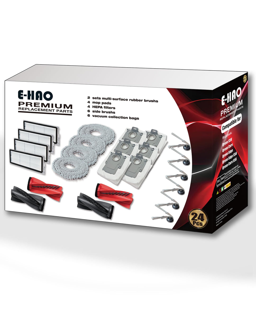 Zubehör für Roborock Qrevo S5V/Curv/Curv S5X/Curv C/Edge/Edge S5A | Ersatzteile set: 6 Staubbeutel,