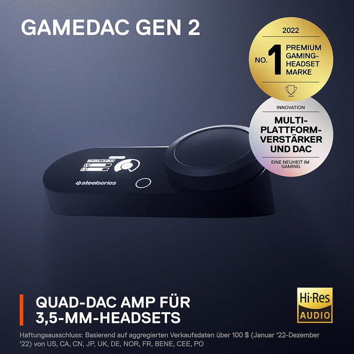 SteelSeries GameDAC Gen 2 Hi-Res Audio Amplifier - ESS Sabre Quad-DAC - AI Noise Cancellation - 360°