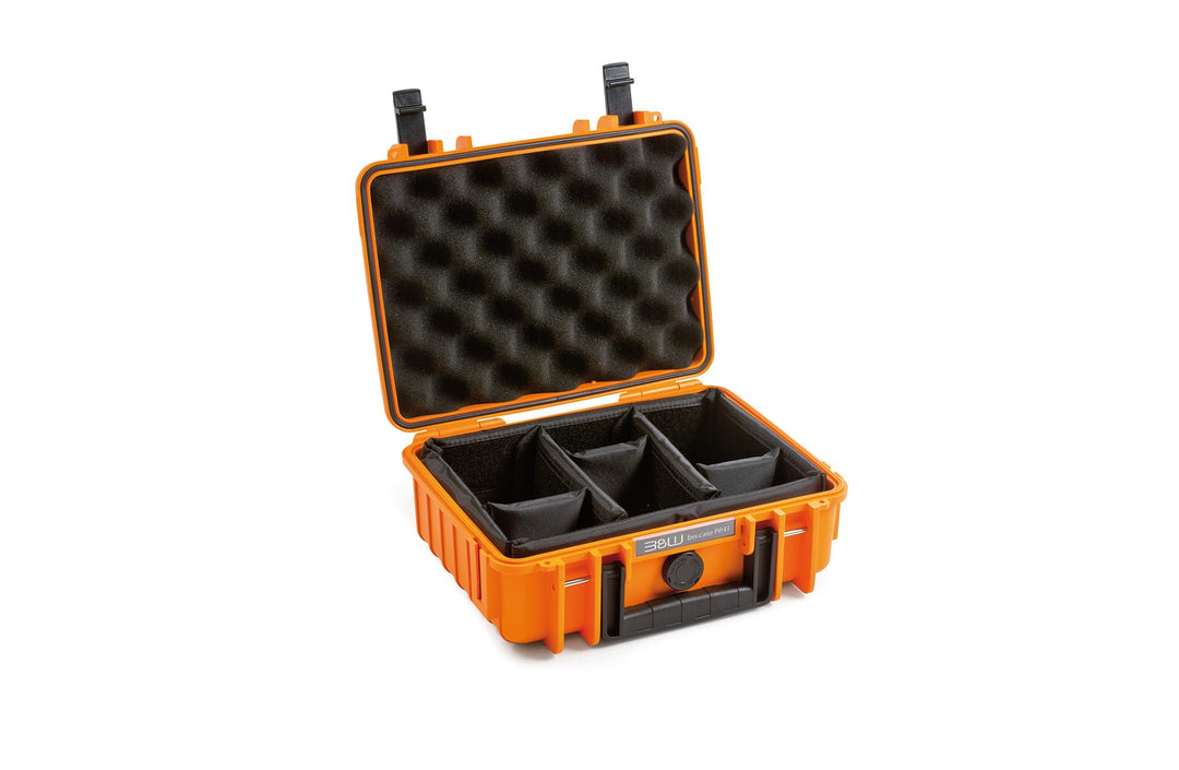 B&W Transportkoffer Outdoor Typ 1000 orange mit variabler Facheinteilung - wasserdicht nach IP67 Zer