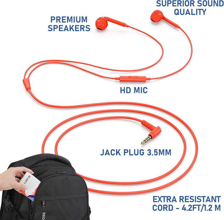 LUDOS Zenith Kopfhörer In Ear Kopfhörer mit Kabel und Mikrofon, 2-Jahre Garantie, In Ear Ohrhörer, 3