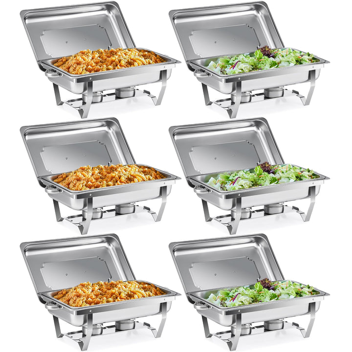 Wilprep Chafing Dish Speisewärmer 9L 6pcs Edelstahl Warmhaltebehälter Wärmebehälter Edelstahl Buffet
