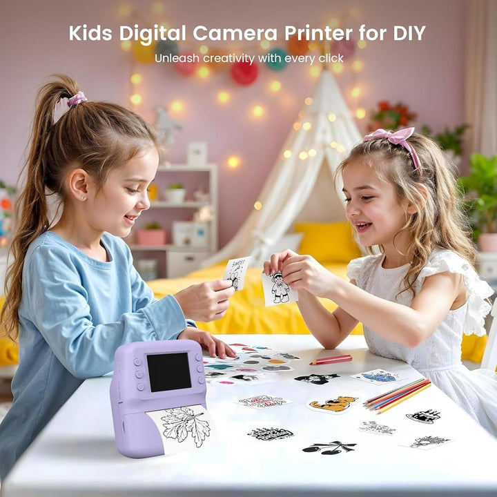 Kinderkamera Sofortbildkamera, 48MP Sofortbildkamera Kinder mit 32GB Karte & Druckpapier, 1080P Digi