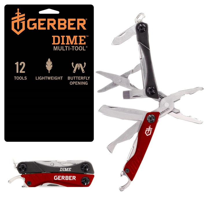 Gerber Multifunktionswerkzeug mit 12 Funktionen, Dime Pocket Multi-tool, Rot, 31-003622 Rot (EU), Ro