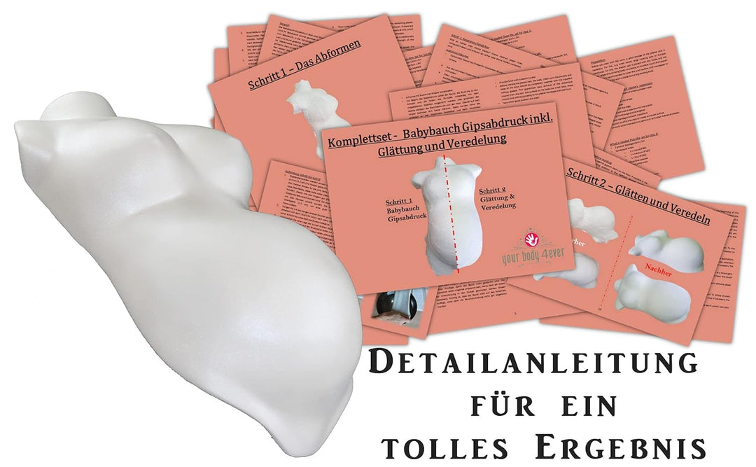 XXL Babybauch Gipsabdruck Set | 24m Gipsbinden inkl. Profimaterial zur Glättung & Veredelung | Gipsa