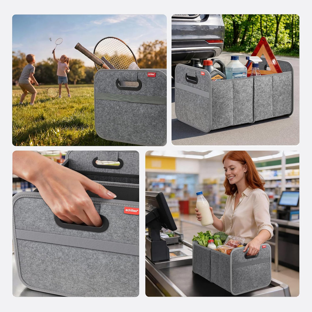 Achilles Auto-Faltbox XL - Kofferraumtasche Mit Grossem Stauraum - Grosse Filz-Einkaufstasche - Aufb