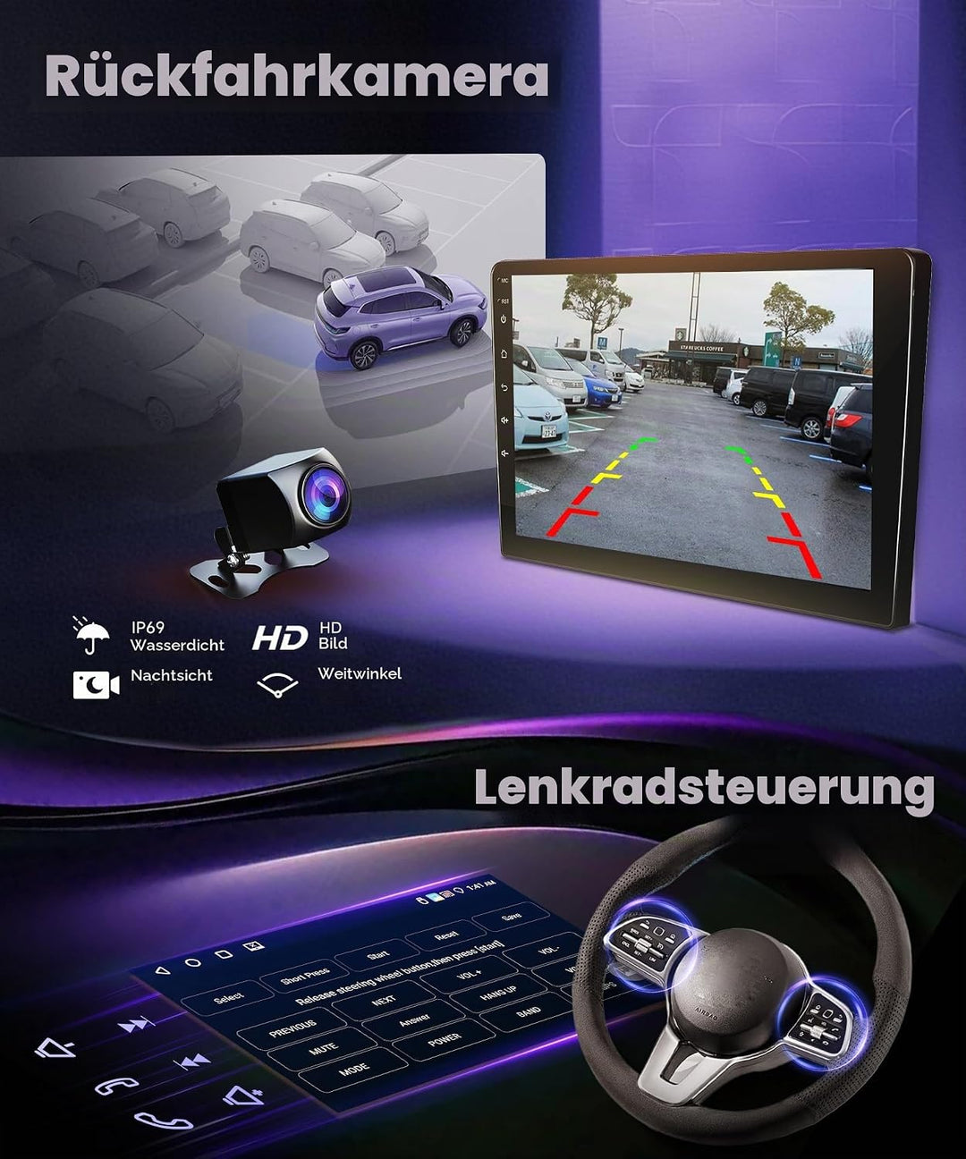 4G&amp;64G 9" Autoradio Für Ford Transit 2009-2016/Focus 2005-2008 mit Carplay Android Auto Wireless,128