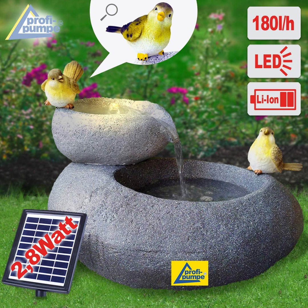 Solar Gartenbrunnen Brunnen Solarbrunnen Zierbrunnen Wasserfall Gartenleuchte Teichpumpe für Terrass