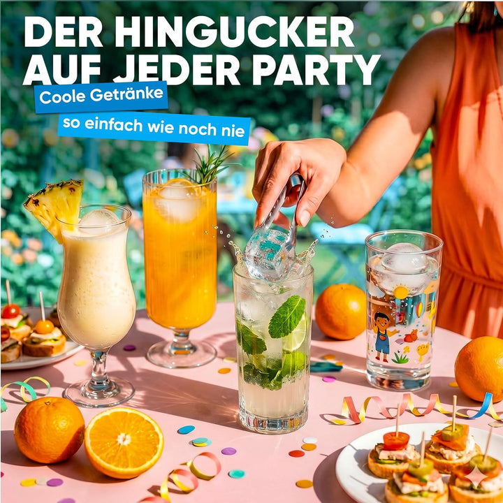 Rosa XXL Eiskugel- & Eiswürfelform Set – Stylische Eisformen aus Platin Silikon für Eiskaffee, Cockt