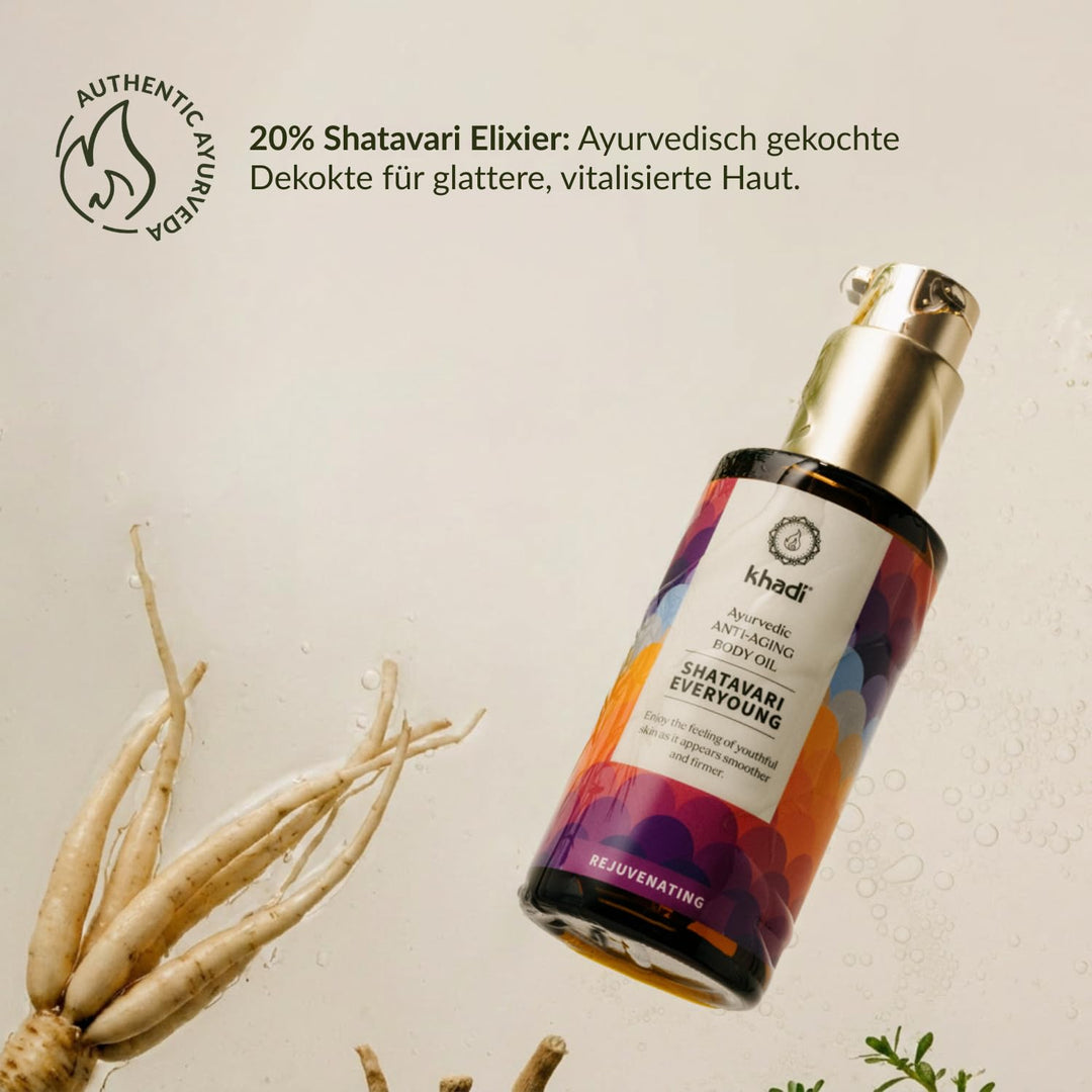 khadi SHATAVARI EVERYOUNG Ayurvedisches Elixier Skin &amp; Soul Oil, Intensives Anti-Aging-Öl, strafft,