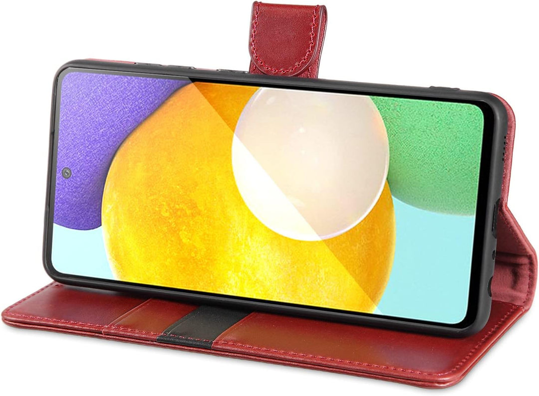 LENSUN Echtleder Hülle für Samsung Galaxy A52, A52s 5G Handyhülle [Echtes Leder] [Magnet] Flip Leder